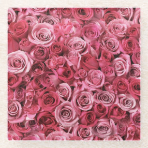 Posavasos De Vidrio Rosas rosadas hermosas