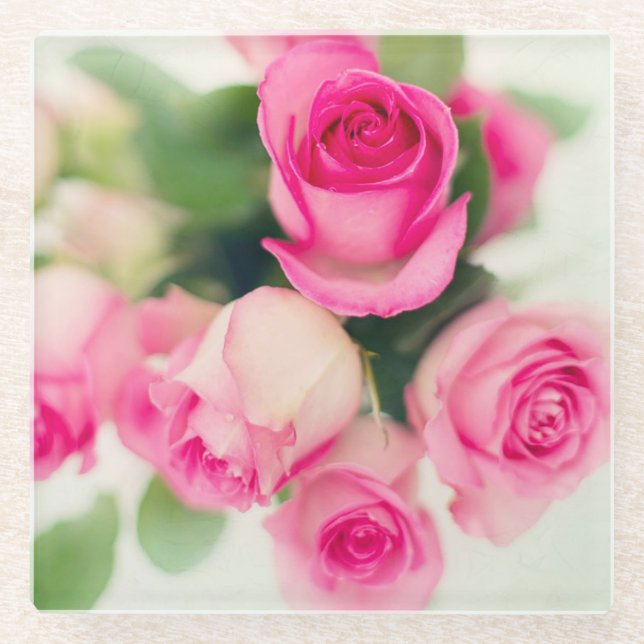 Posavasos De Vidrio Rosas rosas rosas (Anverso)