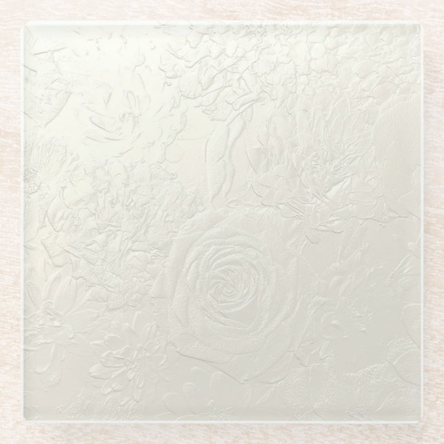 Posavasos De Vidrio Rosas sutiles (Anverso)