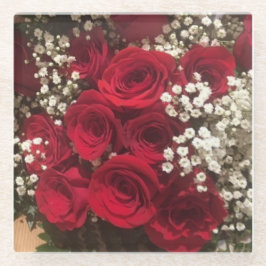 Posavasos De Vidrio Rosas y bebés respiran escayola de vidrio