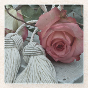 Posavasos De Vidrio Rosas y yeso