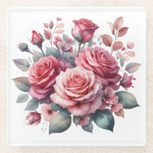 Posavasos De Vidrio Rose Bouquet Floral Design-62101
