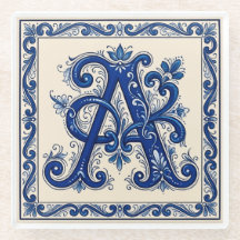 Rosemaling Monograma Azul de Prusia