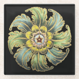 Posavasos De Vidrio Rosette arquitectónico antiguo n.º 1