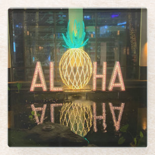 Posavasos De Vidrio Rótulo Aloha #1 Pascua de Vidrio