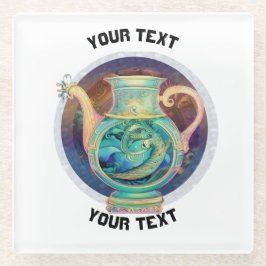Posavasos De Vidrio RÓTULO Aquarius ZODIAC PERSONALIZADO