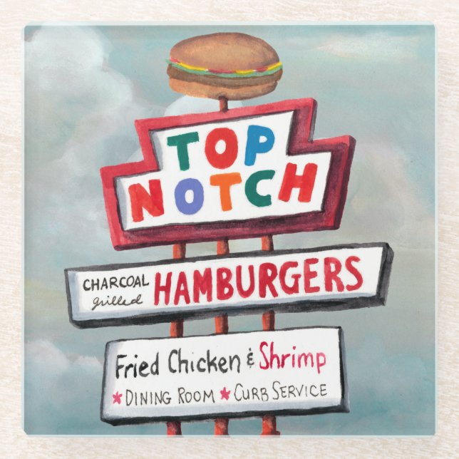 Posavasos De Vidrio Rótulo de comida rápida (Anverso)