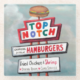 Posavasos De Vidrio Rótulo de los alimentos de preparación rápida