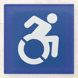 Posavasos De Vidrio Rótulo discapacitado moderno