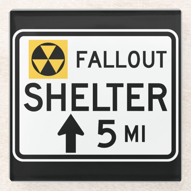 Posavasos De Vidrio Rótulo Fallout Shelter (Anverso)