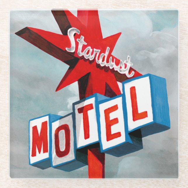 Posavasos De Vidrio Rótulo Stardust Motel (Anverso)
