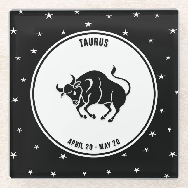 Posavasos De Vidrio Rótulo Taurus Zodiac, escayola de vidrio blanco y  (Anverso)