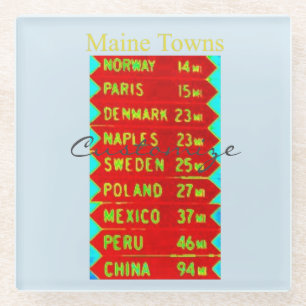 Posavasos De Vidrio Rótulo Thunder_Cove de Maine Towns
