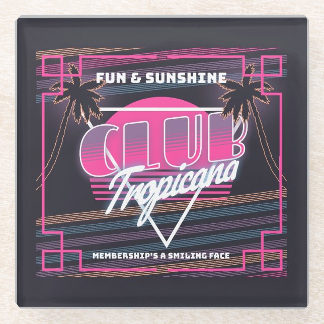 Posavasos De Vidrio Rótulo Tropicana Neon (Anverso)