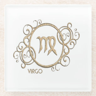 Posavasos De Vidrio Rótulo Virgo Zodiac