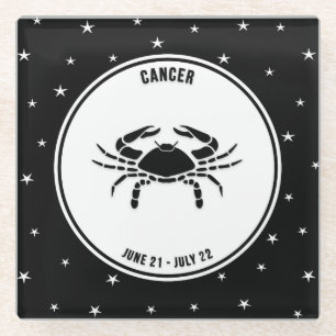 Posavasos De Vidrio Rótulo Zodiaco contra el cáncer, escayola de vid