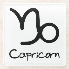 Posavasos De Vidrio Rótulo Zodiaco de Capricornio sobre fondo blanco