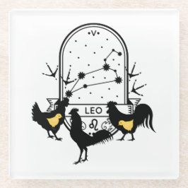 Posavasos De Vidrio Rótulo zodiaco y Mascotas coincidentes. Leo - Poll