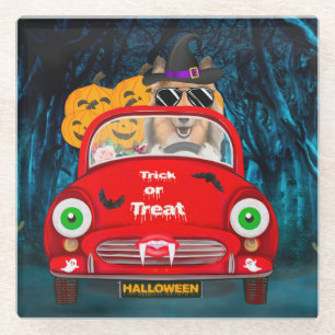 Posavasos De Vidrio Rough Collie Dog Drin Car Scary Halloween