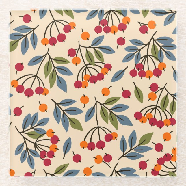 Posavasos De Vidrio Rowan Branches: Encanto textil vintage (Anverso)