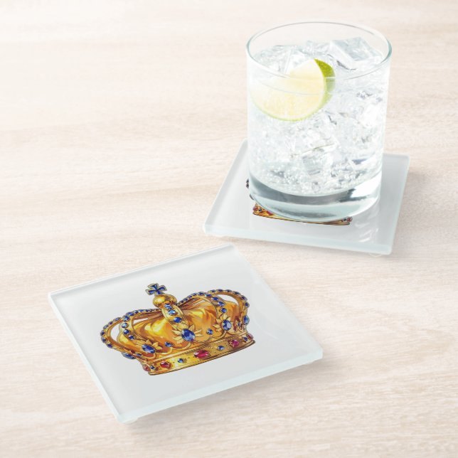 Posavasos De Vidrio Royal golden crown (Angular)