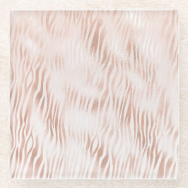 Posavasos De Vidrio Rubor Peach Pink White Zebra impresa