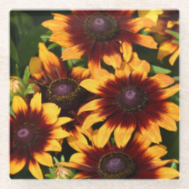 Posavasos De Vidrio Rudbeckias Floral amarillo y bronce