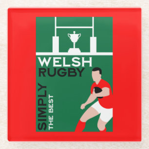 Posavasos De Vidrio Rugby Wales Fan Art
