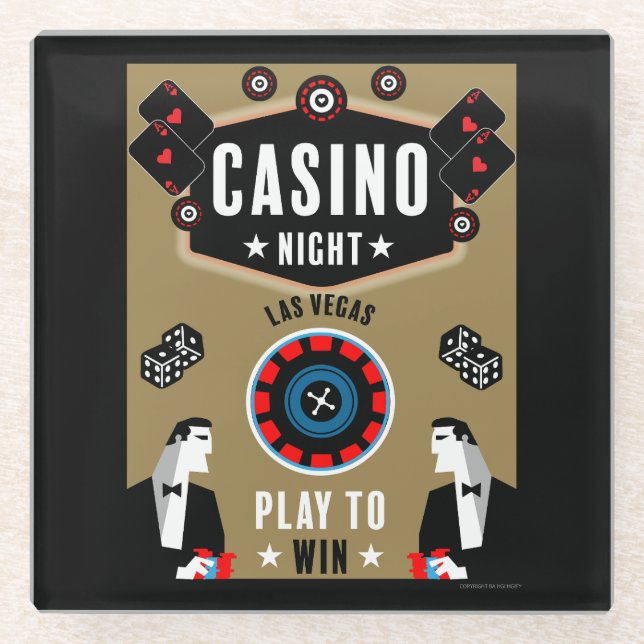 Posavasos De Vidrio Ruleta de póquer de juegos de casino (Anverso)