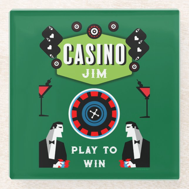 Posavasos De Vidrio Ruleta de póquer de juegos de casino (Anverso)