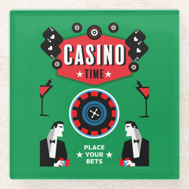 Posavasos De Vidrio Ruleta de póquer de juegos de casino (Anverso)