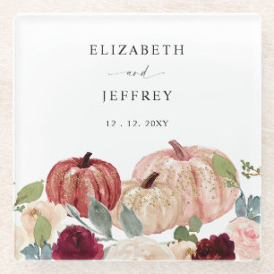 Posavasos De Vidrio Rustic Modern Pumpkins Country Fall Wedding