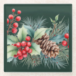 Posavasos De Vidrio Rustic Watercolor Border