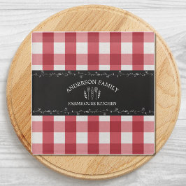 Posavasos De Vidrio Rústico País Rojo Gingham Black Chalkboard