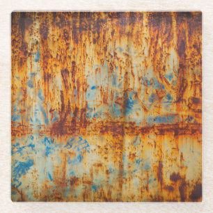 Posavasos De Vidrio Rusty Blue Metalizado Textura