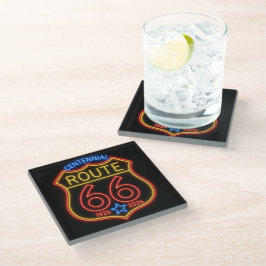 Posavasos De Vidrio Ruta 66 Decoración Centenaria Americana de Neón