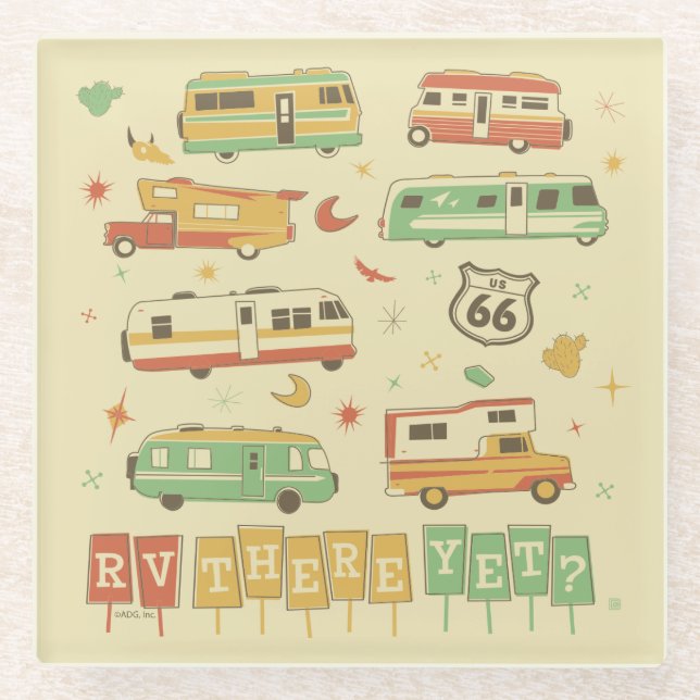 Posavasos De Vidrio Ruta 66 RV Todavía (Anverso)