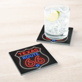 Posavasos De Vidrio Ruta 66 Texas Neon Decoración Americana