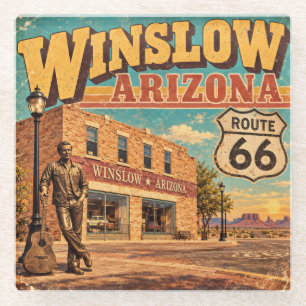 Posavasos De Vidrio Ruta 66 Winslow Arizona Vintage Calle Principal