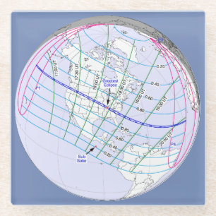 Posavasos De Vidrio Ruta mundial total del eclipse solar 2017