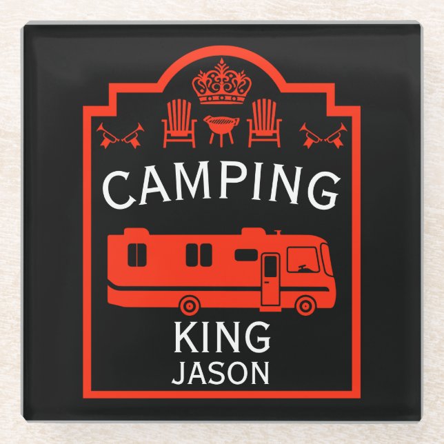 Posavasos De Vidrio RV Camping King USA (Anverso)