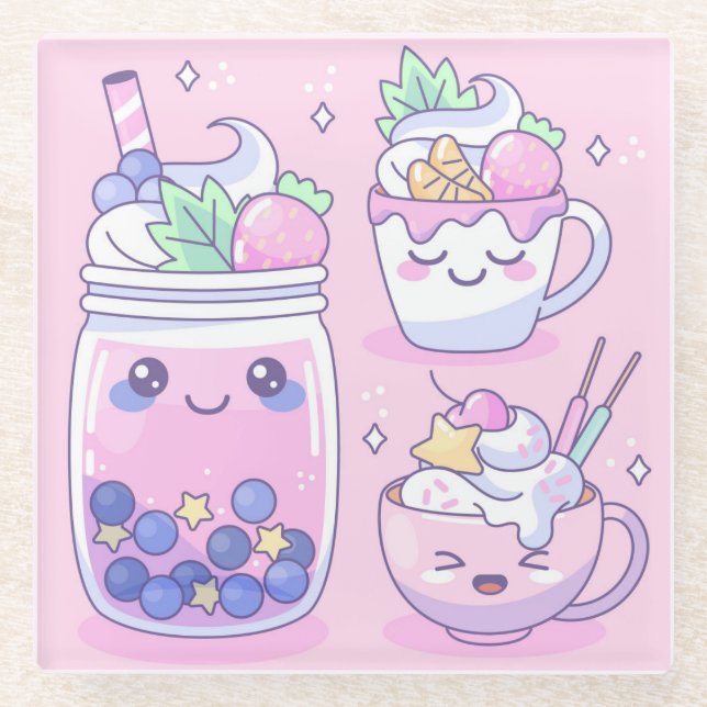 Posavasos De Vidrio Sacudidas coloridas (Anverso)