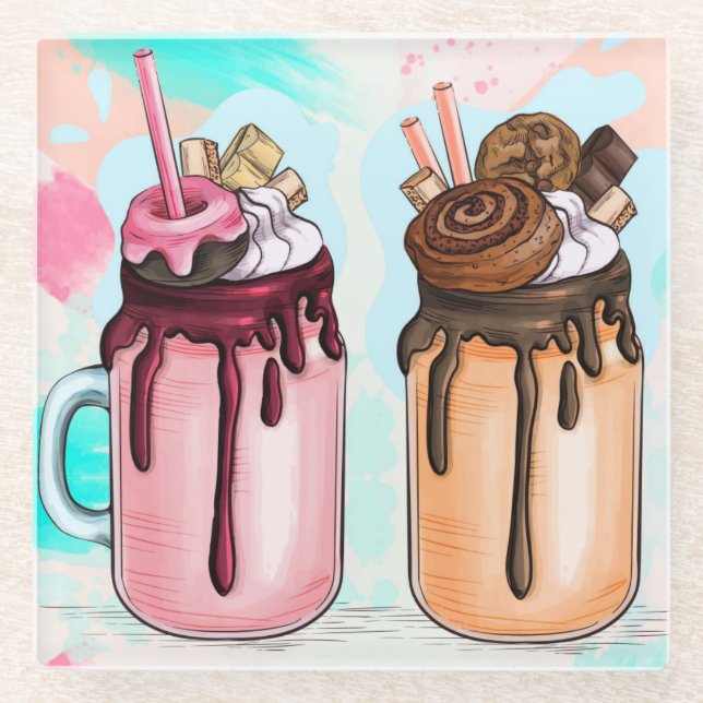 Posavasos De Vidrio Sacudidas coloridas (Anverso)