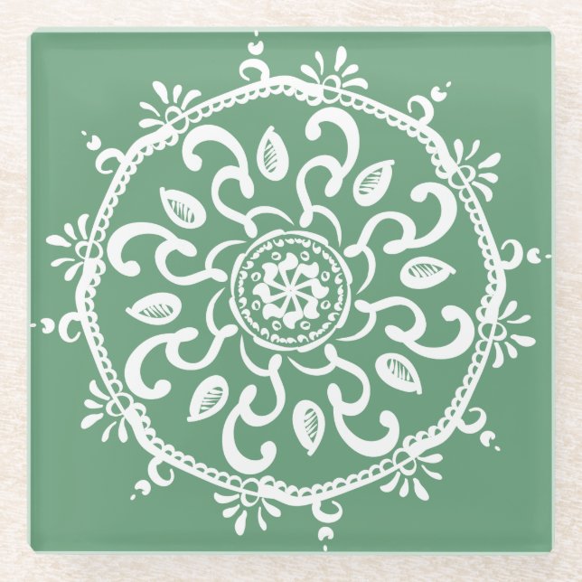 Posavasos De Vidrio Sage Mandala (Anverso)