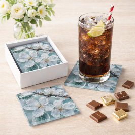 Posavasos De Vidrio Sakora Flower Glass Coaster– Diseño de Flor Elegan
