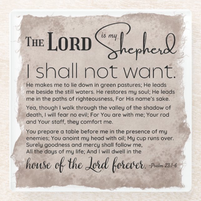 Posavasos De Vidrio Salmo 23 Biblia Escritura Papel de cosecha (Anverso)