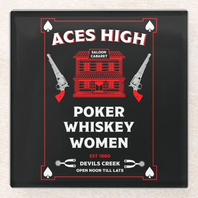 Posavasos De Vidrio Saloon de Cowboy American Frontier (Anverso)