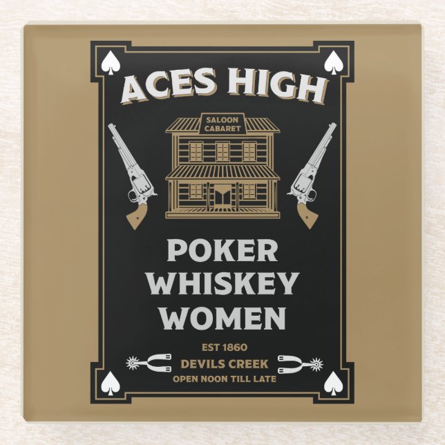 Posavasos De Vidrio Saloon de Cowboy American Frontier (Anverso)