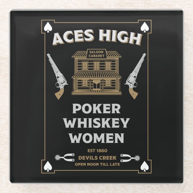 Posavasos De Vidrio Saloon de Cowboy American Frontier (Anverso)