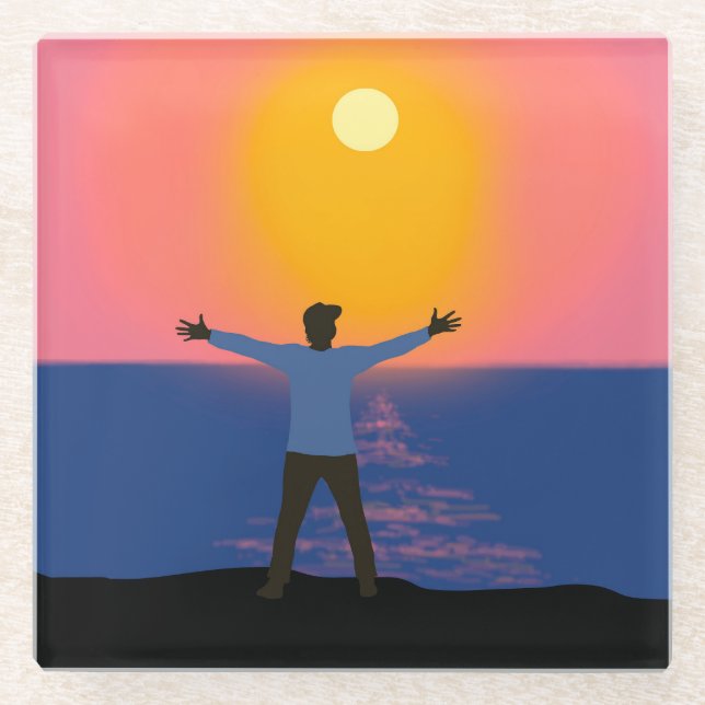 Posavasos De Vidrio Saludo al sol (Anverso)